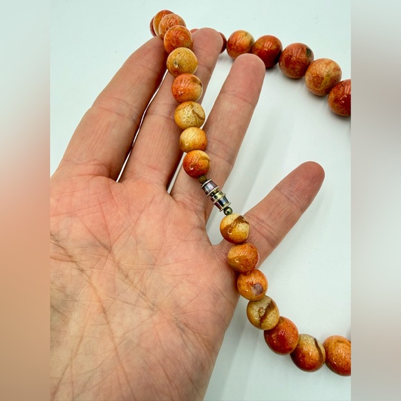 Vintage Genuine Apple Coral Graduated Bead Necklace 16” Barrel Clasp - Picture 16 of 17